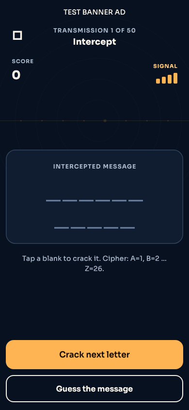 Intercepted transmission with hidden letters